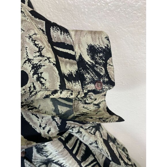 VTG Adrian Jordan 100% Silk Women Abstract Long Sleeve Button Up Top Plus Sz 26 - Picture 11 of 15